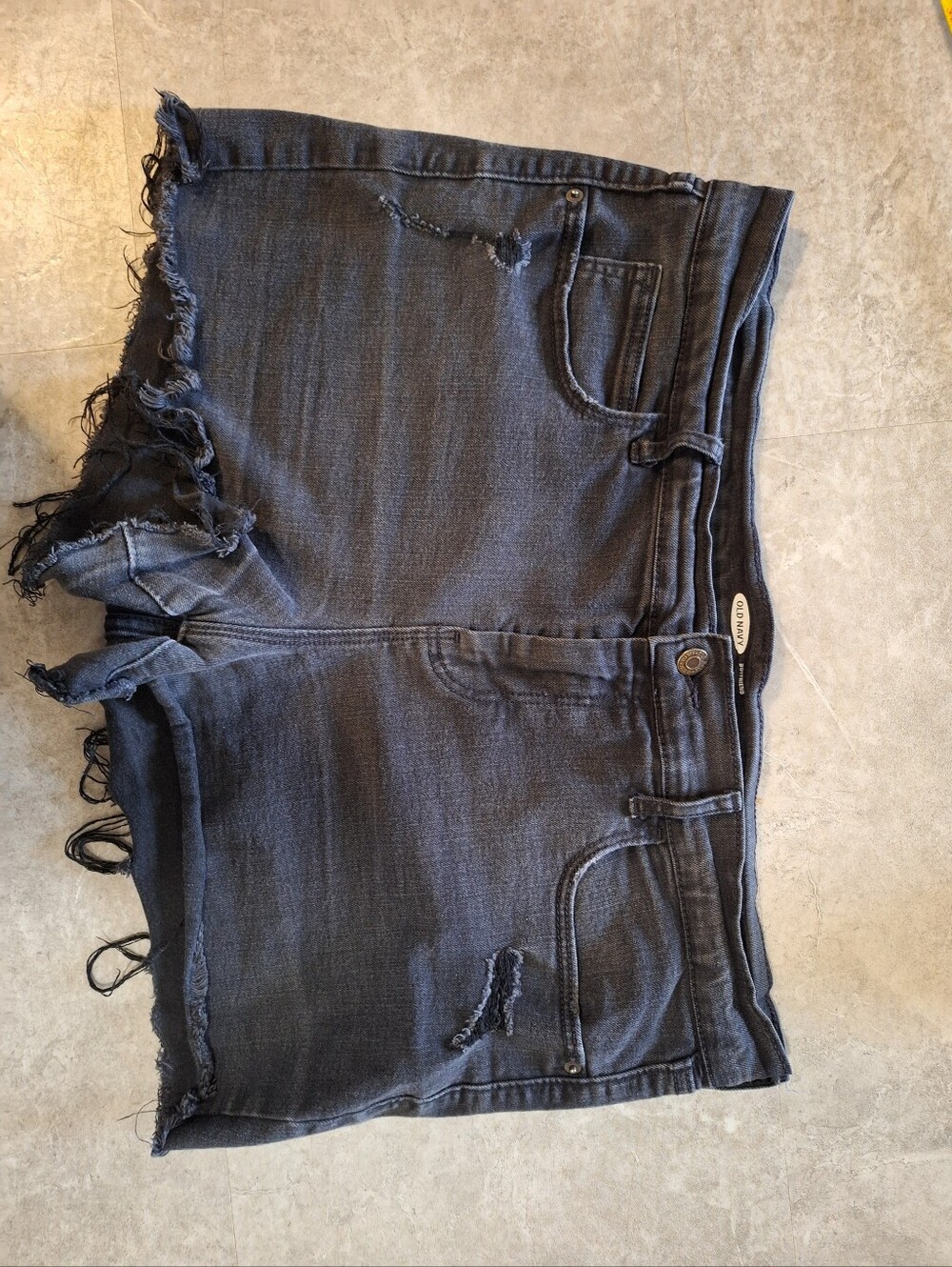 Old Navy Dark Blue Distressed Denim Jean Shorts